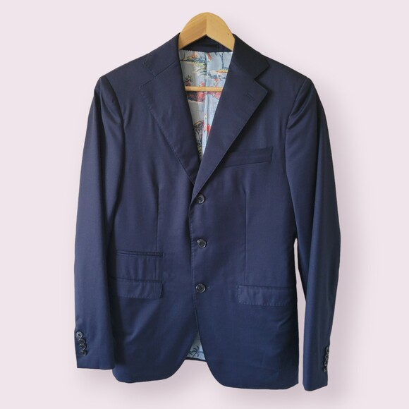 FRATELLI TALLIA DI DELFINO Navy Suit Jacket Blazer Size 36 Wool 360 Sports Coat - Picture 1 of 10